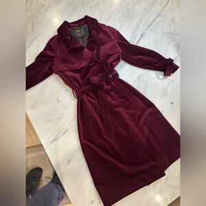 DAKS London elegant cranberry cotton trench. Epic London purchase!  us size 2-4